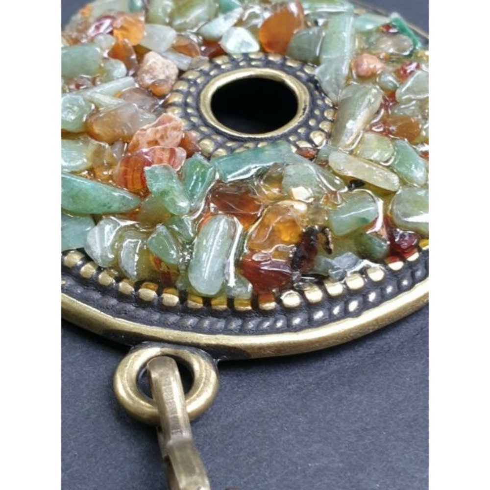 Womens Boho Silver Tone Belt W/ Medallion W/ Crushed Stone Accents Adjustable - Picture 3 of 12